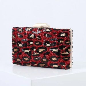 Pochette léopard rouge minaudière.