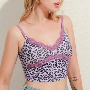 top dentelle léopard rose sexy